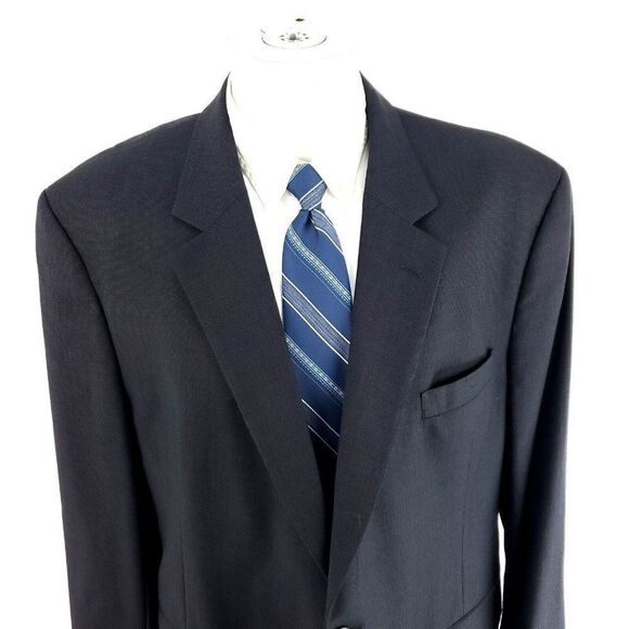 Jos A Bank Wool 2 Button‎ Blazer 44R Or Slim 46R Blue Gray Birdseye Sport Coat - Picture 1 of 11